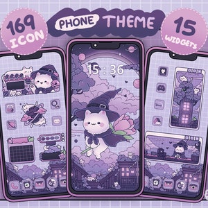 iOS and Android (More suitable for Android) App Icon Set | Cat magic city | Cute Kawaii Wallpapers Widgets | Phone theme | Phone wallpaper