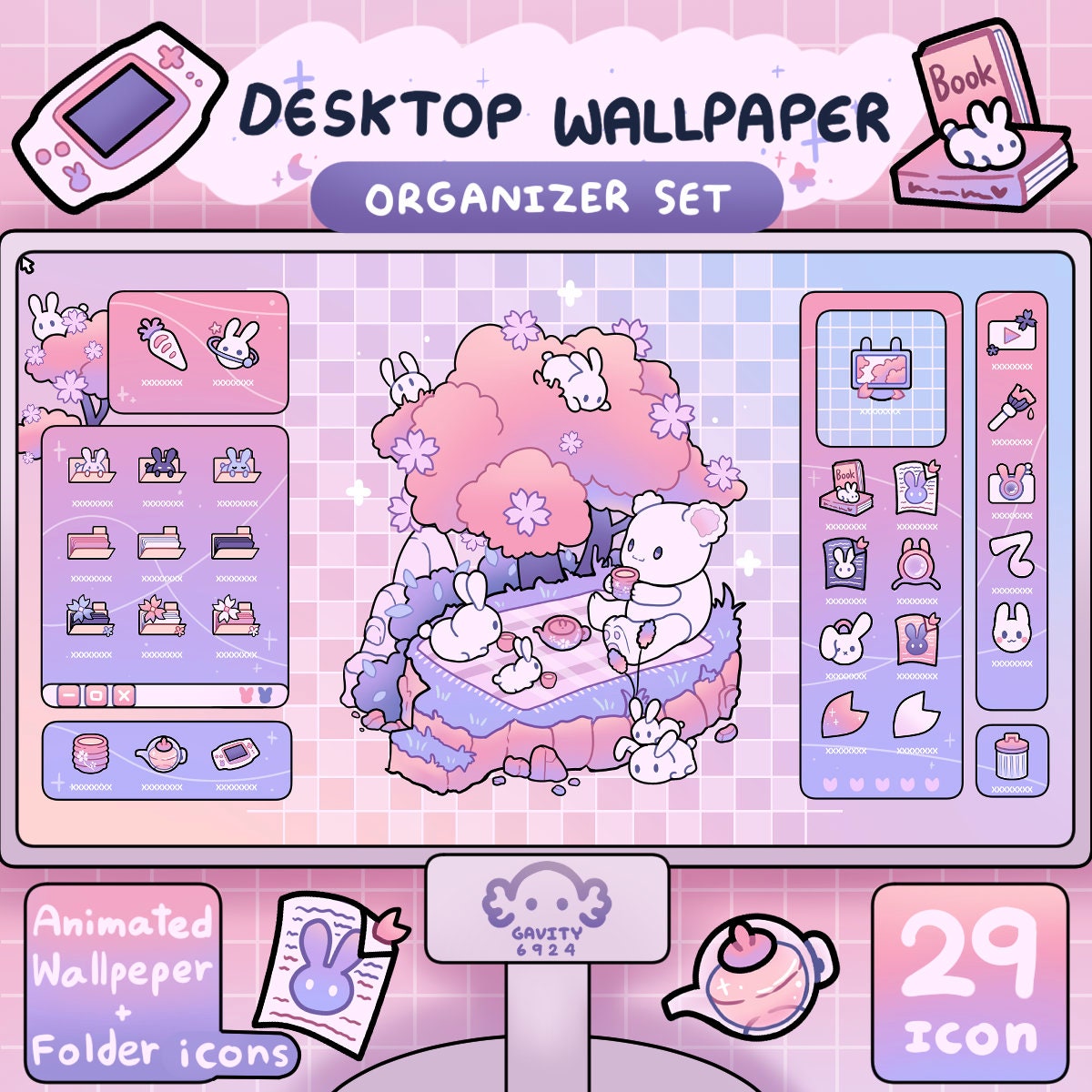 Windows/mac Sakura Rabbit Desktop Wallpaper Organizer Set: Animated Folder  Icons - Etsy, image size:1200x1200