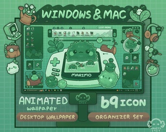 Conjunto de papéis de parede para desktop com tema do minigame Marimo para Windows/Mac