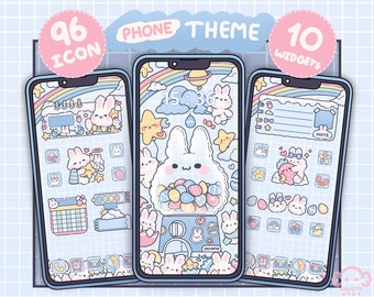 iOS & Android (More suitable for Android) App Icon Set | Easter Bunny Gachapon | Cute Kawaii Wallpapers and Widget | Phone theme | wallpaper