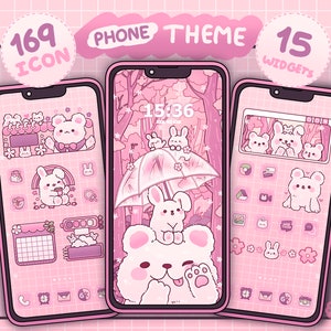 iOS & Android (More suitable for Android) App Icon Set | Pink Sakura Forest | Cute Kawaii Wallpapers Widgets | Phone theme | Phone wallpaper