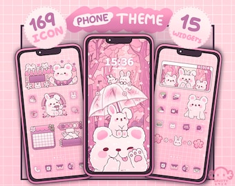 iOS & Android (More suitable for Android) App Icon Set | Pink Sakura Forest | Cute Kawaii Wallpapers Widgets | Phone theme | Phone wallpaper