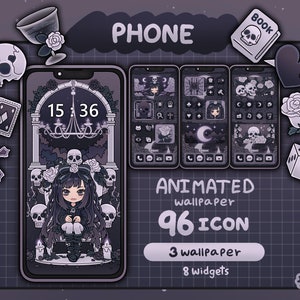 Gothic Woman App Icon Set | iOS App Icons, Cute Kawaii Wallpapers and Widgets for iPhone & Android | Phone wallpaper | Phone theme