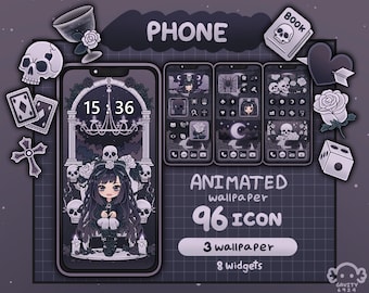Gothic Woman App Icon Set | iOS App Icons, Cute Kawaii Wallpapers and Widgets for iPhone & Android | Phone wallpaper | Phone theme