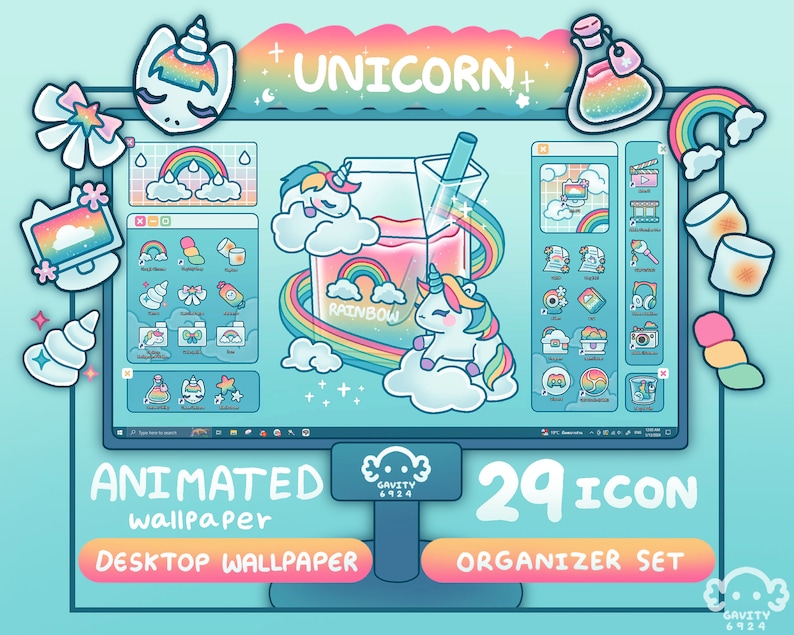 Desktop Theme Background Windows and Mac Unicorn Wallpaper Organizer ...