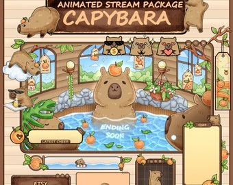 Capybara Animated Stream Overlay Pack: Vtuber Chatting Mega Pack