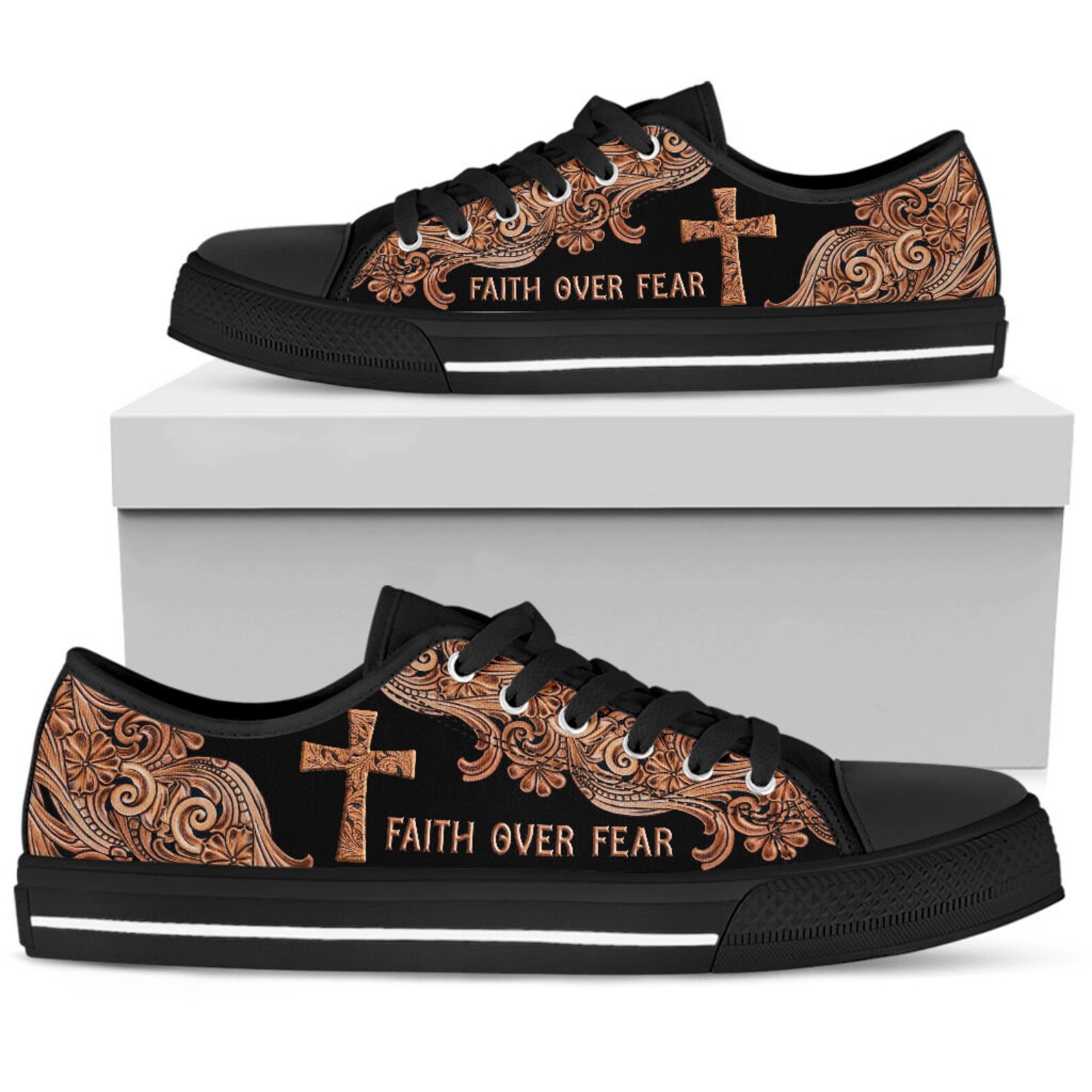 Faith Over Fear Unisex Canvas Low Top Shoes Christian Shoes Etsy