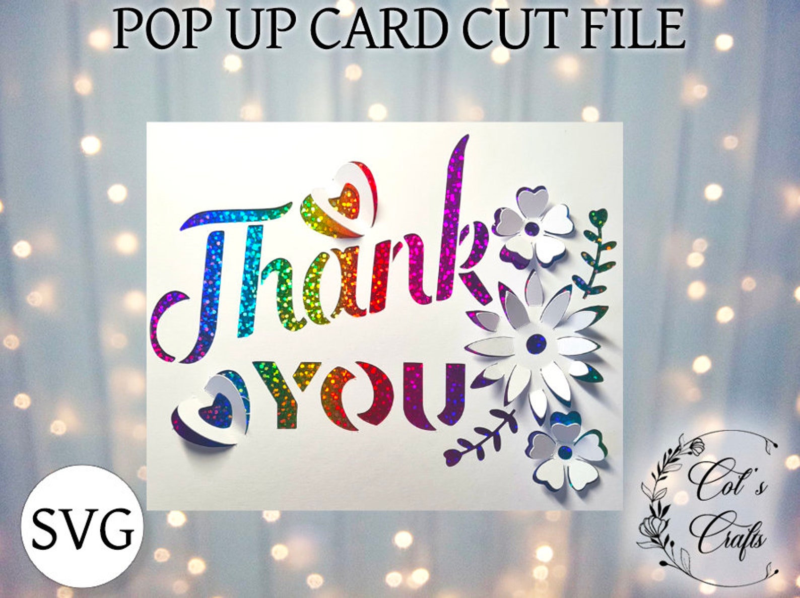 Pop up 3D Pop up Thank you pop up card cut file Card Etsy