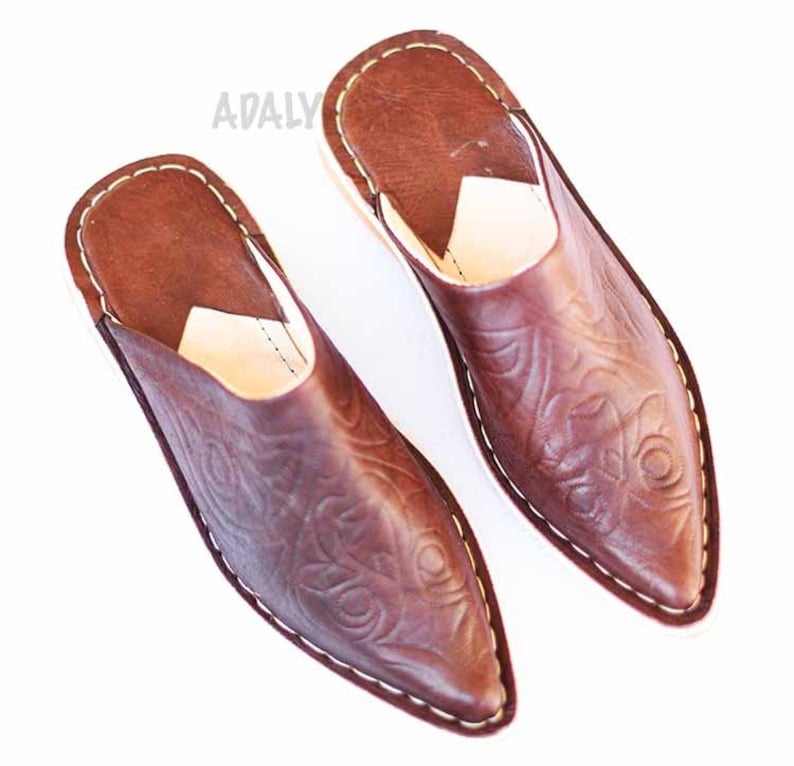 Handmade shoes Hand dyed Organic Leather Leather Shoes moroccan Babouche Berber slipper Mules gift for her Morocco Women/'s slippers