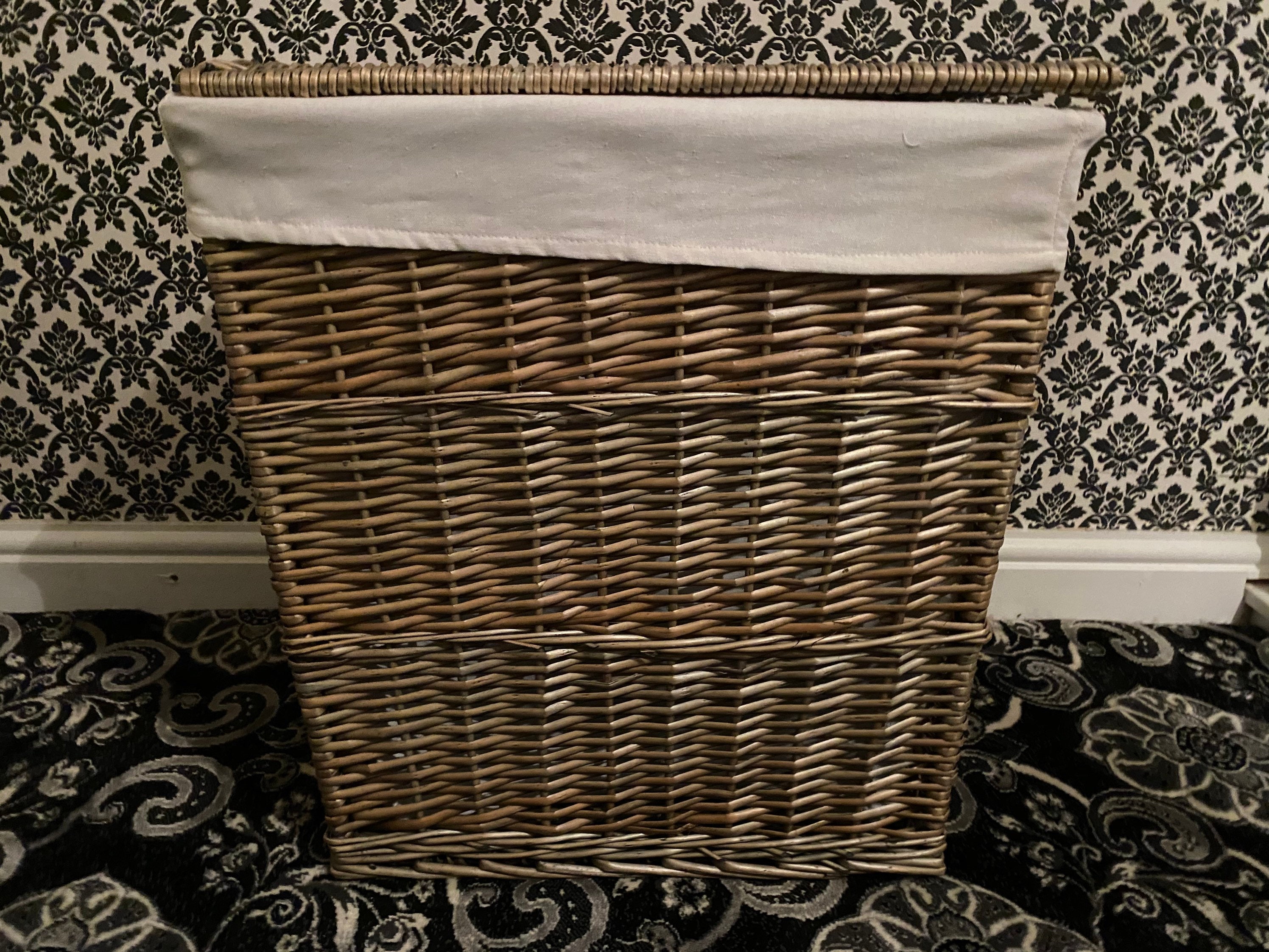 Large Grey Wicker Laundry Basket Laundry Basket Storage Etsy