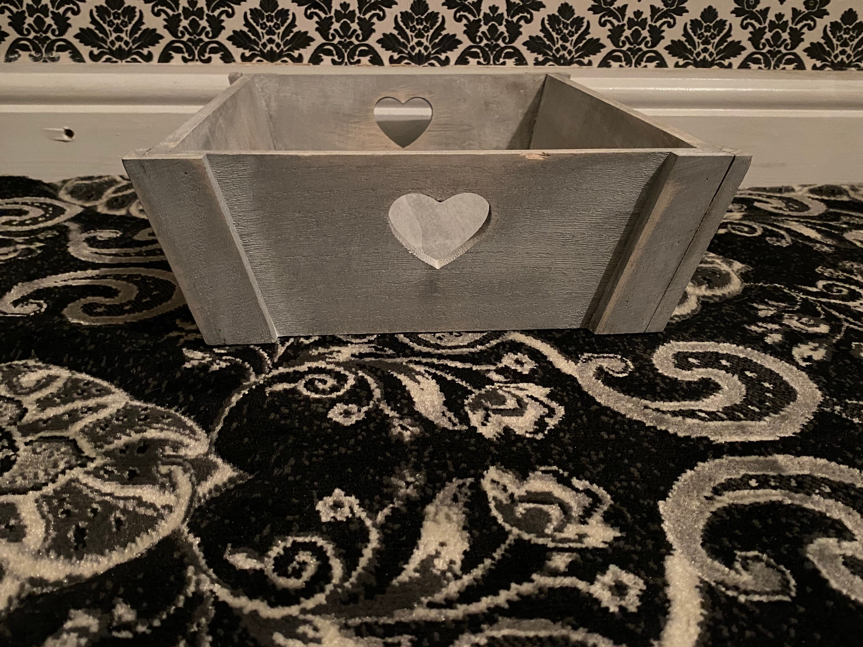 Wooden Serving Tray with heart shaped handles X3 Grey wooden Etsy