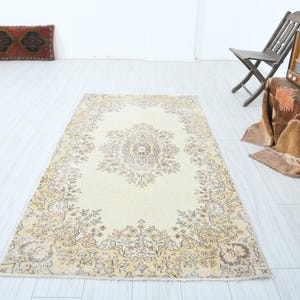 4x7 Rug, Muted Turkish Rug,Natural Vintage Rug,Oushak Rug 4x7,Muted Area Rug,Faded Rug,4x7 Turkish Rug,Handmade Wool Rug,Turkey Carpet,976