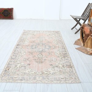 4x7 Rug, Muted Turkish Rug,Natural Vintage Rug,Oushak Rug 4x7,Muted Area Rug,Faded Rug,4x7 Turkish Rug,Handmade Wool Rug,Turkey Carpet,895