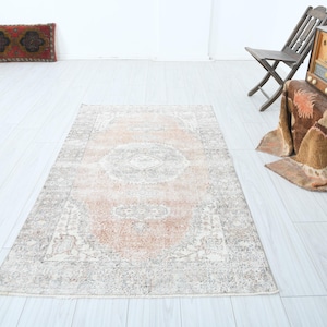 4x7 Rug, Turkey Rug, Turkish Vintage Rug, Faded Rug,Neutral Rug,Muted Oushak Rug,Antique Turkish Rug 4x7,Area Rug 4x7,Handmade Wool Rug,939