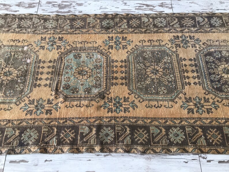 Wool Rug Oriental Runner Turkish Runner Rug HAND KNOTTED Anatolian Runner 4.0x9.0 ft Oushak Runner FK544 Turkish Vintage Runner