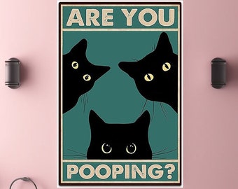 Lustig schwarze Katze Badezimmer Blechschild, Retro Art Decor (8x12)