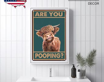 Lustige Kuh Blechschild, Badezimmer Wand Dekor (8x32cm)