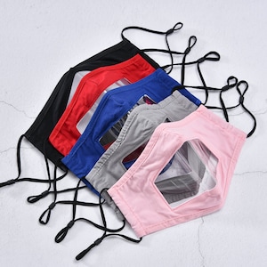 Clear Mask with Adjustable Ear Loops,Clear Window Mask For Teacher,See Through Mask For Lip Reading Mask,Reusable Face Shield