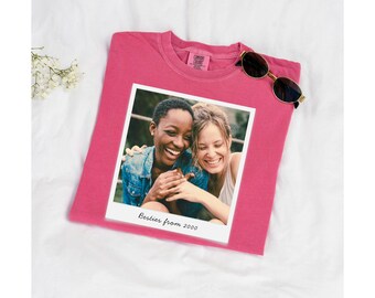 Personalized Picture T-Shirt, Custom Retro Photo Shirt with Text, Your Photo Tee, Funny Gift for Birthday, Unique Gift Idea, Custom Logo Tee