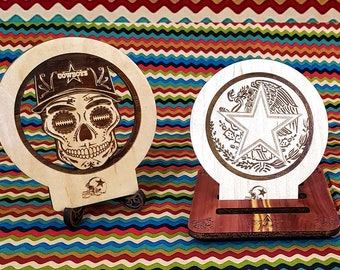 Personalized Cowboys Wood Coaster Set: Laser Engraved Cultural Art