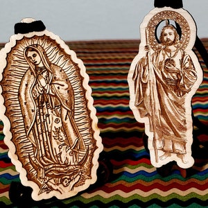 Religious Wood Engraved Ornament, Car Air Freshener, Oil Diffuser