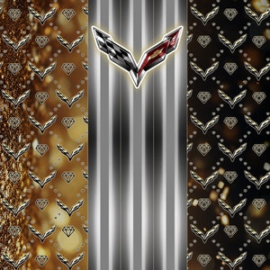 Corvette Logo 20 oz Skinny Tumbler Wraps, 4 x Sublimation Designs, Straight tumbler Wrap, Instant Digital Download PNG