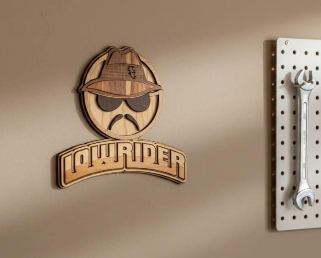 Lowrider Wall Art Laser Engraved Maple Wood | Chicano Garage Decor