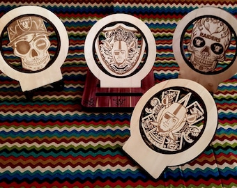 Personalized Raiders Maple & Cedar Wood Coaster Set with Holder