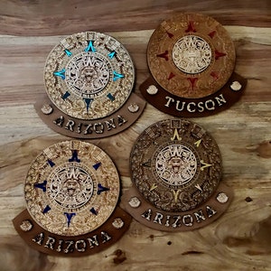 Personalized Aztec Calendar Wood Carved Sign, Engraved Cultural Wall Art, Custom Name Plaque, Chicano Heritage Decor, Gift-Ready