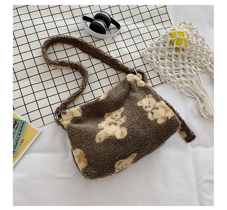 Fluffy Teddy Bear Bag Vintage Accessories Tote Bag Purse Etsy