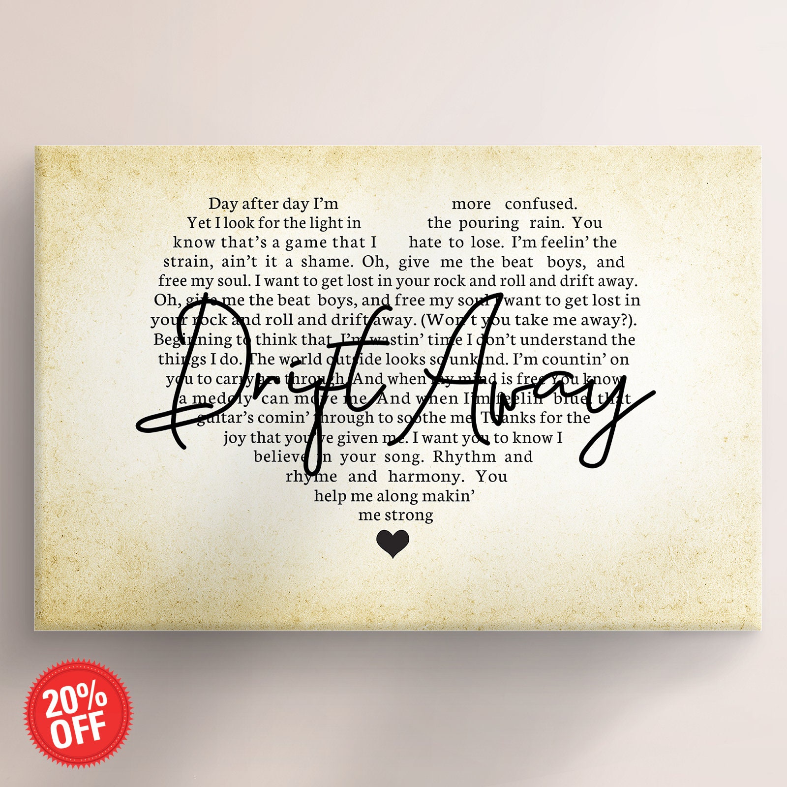 Drift Away Poster Song Lyrics Wall Art Song Lyrics Canvas Etsy
