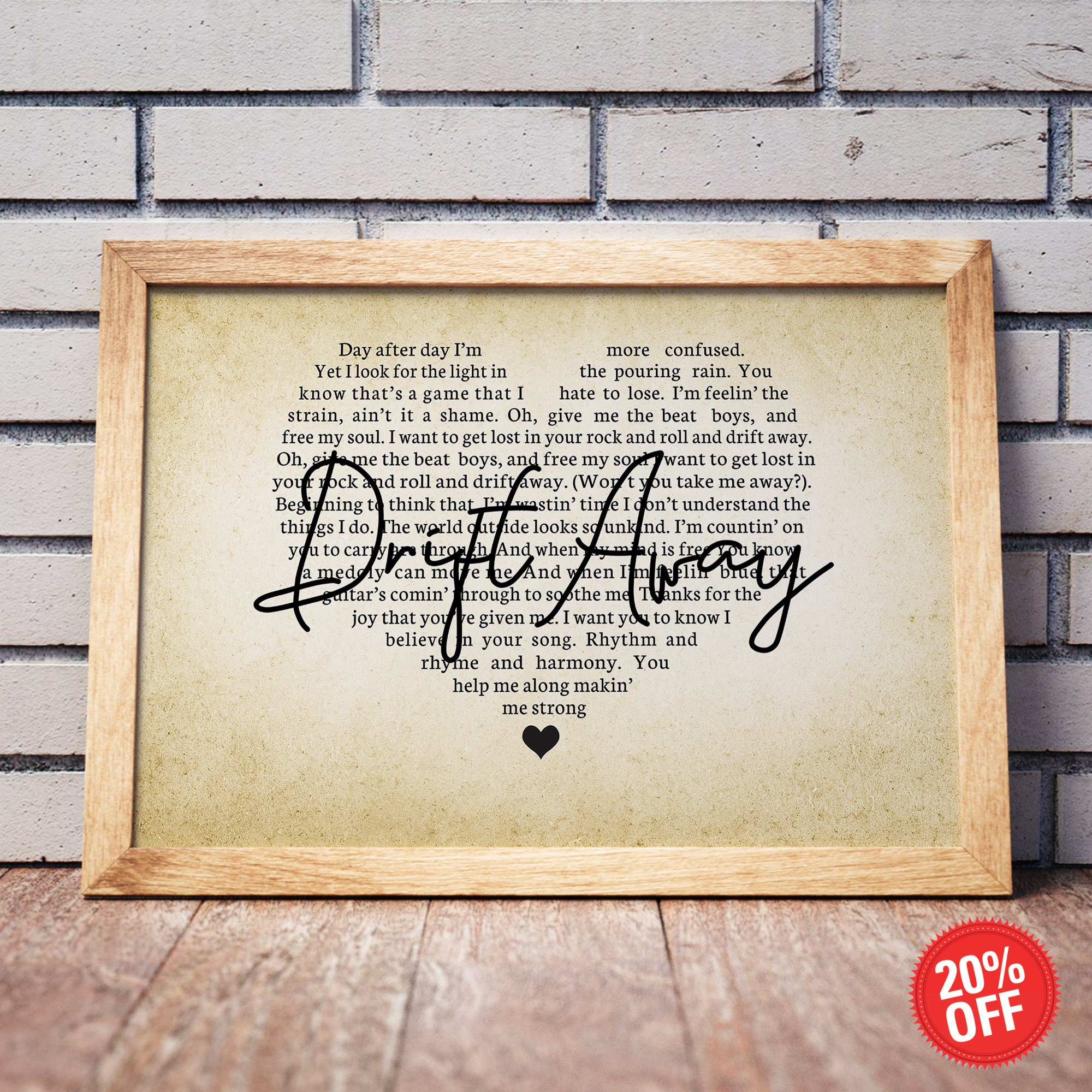 Drift Away Poster Song Lyrics Wall Art Song Lyrics Canvas Etsy