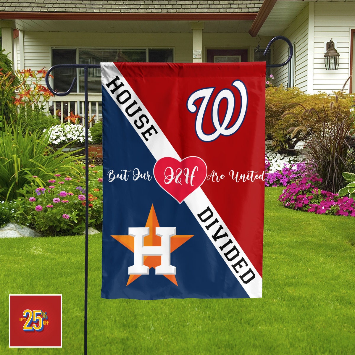 Custom House Divided Garden Flag 12 x 18 Cualquier equipo | Etsy