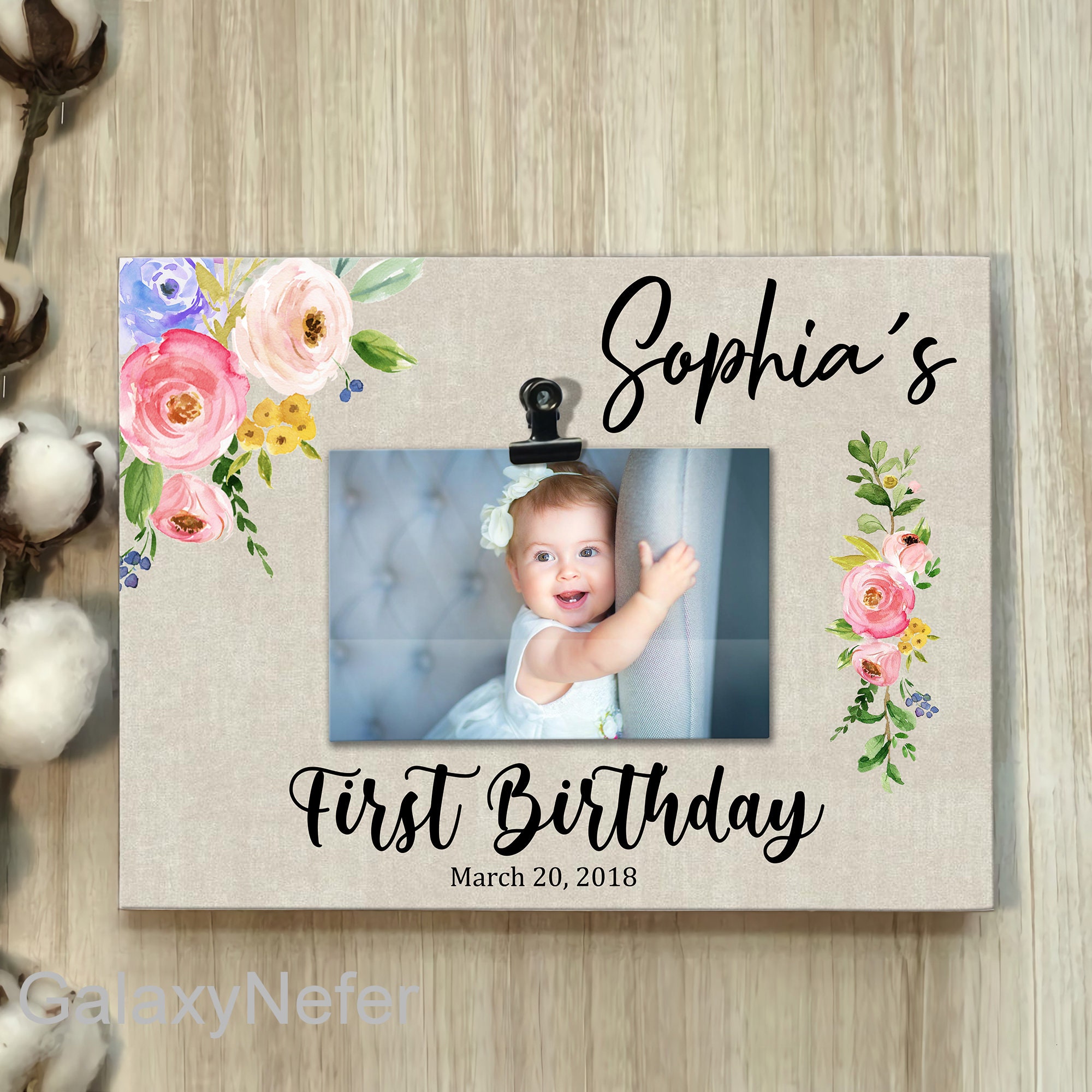 1st Birthday Frame Photo Frame Custom Picture Frame Etsy