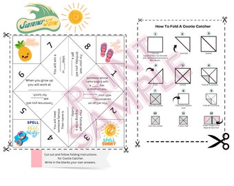 Cootie Catcher, Summer Activity for Kids, Summer Game Printable, Digital Printable Activity