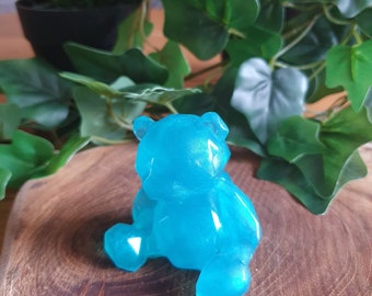 Cute bear blue - teal in resin - great as a gift - Beertje blauw aqua van epoxyhars - leuk als cadeau
