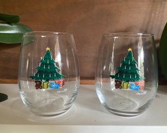 Set of 4 (stemless) Christmas Glasses