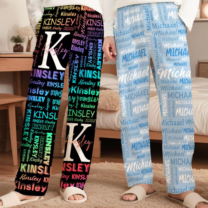 Personalized Pajama Pants: Custom Name Couple Sleepwear - Soft Polyester image 12