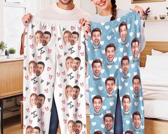 Custom Face Pajama Pants: Personalized Couple Anniversary Gift