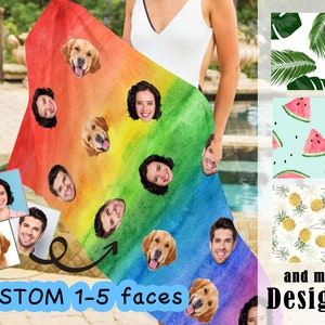 Custom Photo Beach/Bath Towel ,custom Face bath towels , Bachelorette Party towels, Beach/Bath Towels Personalized, gifts for dad/him/her Bild 1