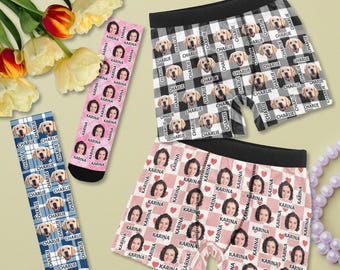 Personalized Face Boxer Briefs or Socks, Valentine's Day Gift