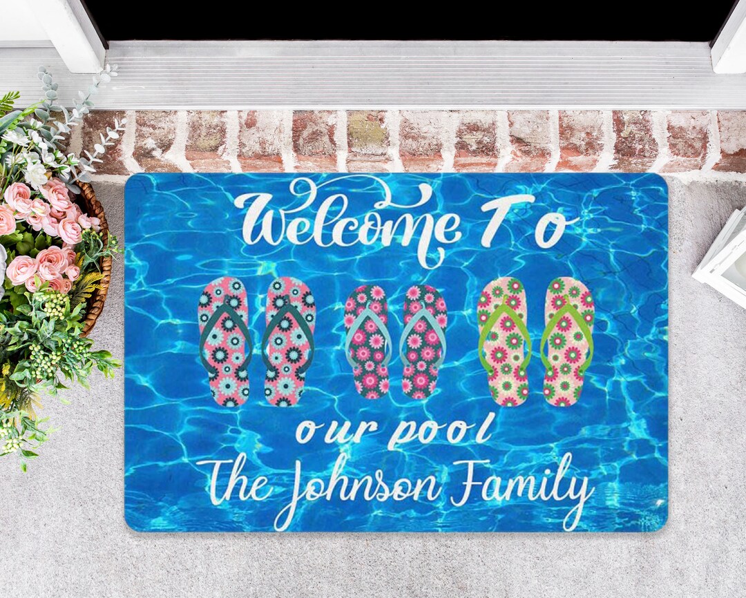 Pool Doormat Custom Flip Flops Doormat Housewarming Gift Etsy UK