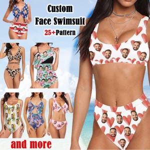 Personalized Women&#39;s Swimsuit with Face, Custom Wedding Swimuit, Custom Face Bathing Suit Bride, Custom Face Swimsuit for Woman, Beach Party