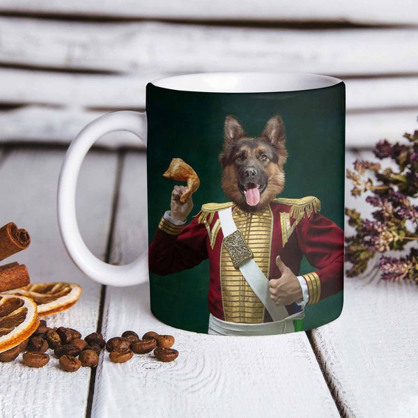 Personalized Renaissance Art Mug, Custom Pet Portrait Mug, Custom Dog face mug, gift for Dog Lover, Cat Lover gift, Personalized Ceramic Mug