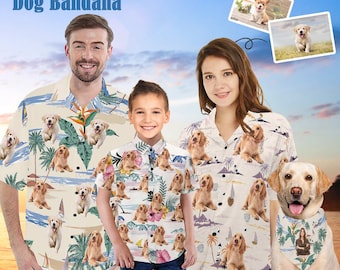 Custom Hawaiian Shirt with Picture, Personalized Beach Shirt with Dog, Hawaiian Shirt for Man, Custom Hawaiian Dog Bandana, Bachelor Party