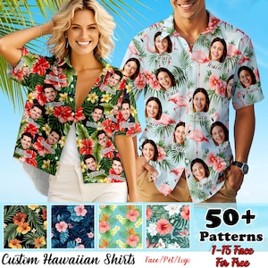Custom Hawaiian Shirt with Face& Name, Custom Hawaiian shirt for men women kid, Hawaiian Dog Shirt, Hawaiian Shirt  Logo, Family Travel Gift
