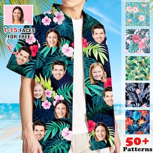 Custom Hawaiian Shirt with Face, Custom Hawaiian shirt for men women kid, Tropical Flower Hawaiian Shirt dog, bachelor party Gift for HimHer