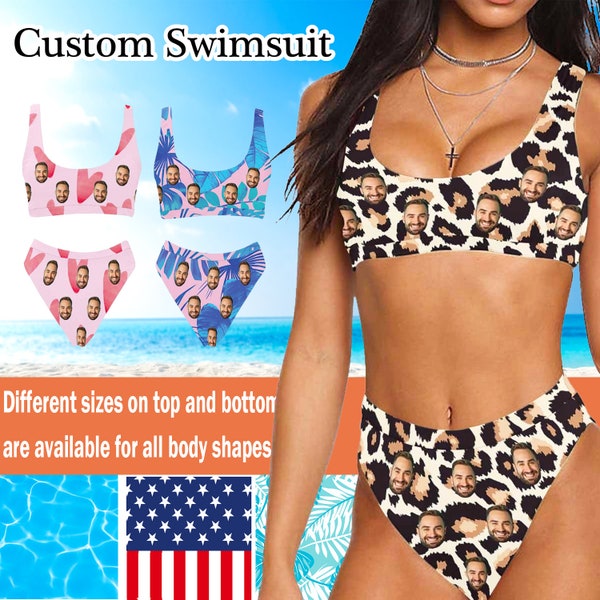 Custom Swimsuit Bikini Set with Faces, Personalized Face Wedding Swimwear, Custom Swimsuit for Women, Bachelorette Party Swimwear/Swimsuit