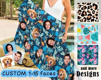 Custom Photo Beach Towel: Personalized Face Bath Towel, Bachelorette Party Gift