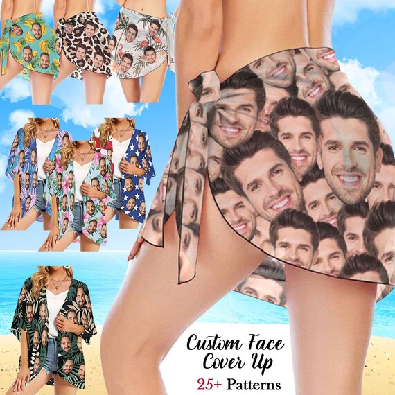 Custom Beach Sarong Wrap With Faces Custom Wedding Sarong Wrap Personalized Face Swimwear Cover Up Face Beach Wrap Bachelorette Party Etsy